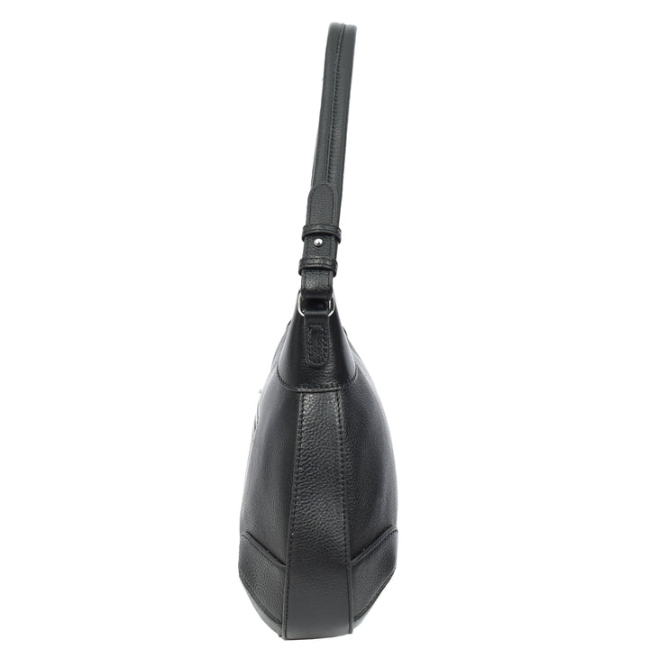 Womens Real Leather Shoulder Bag Classic Cross Body Design Josephine Black