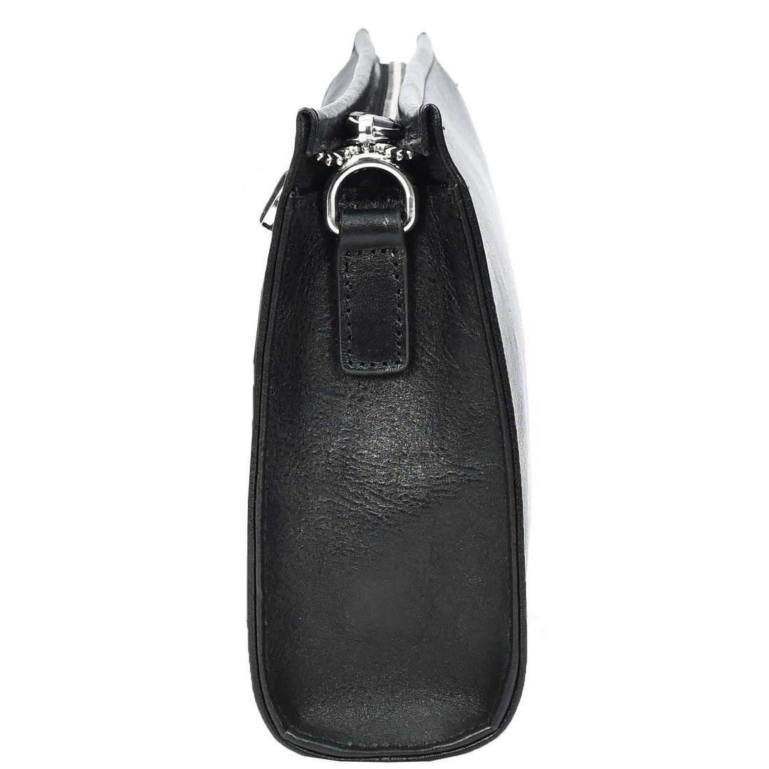 Mens Real Leather Wrist Bag Organiser Cross Body Style Suva Black-4