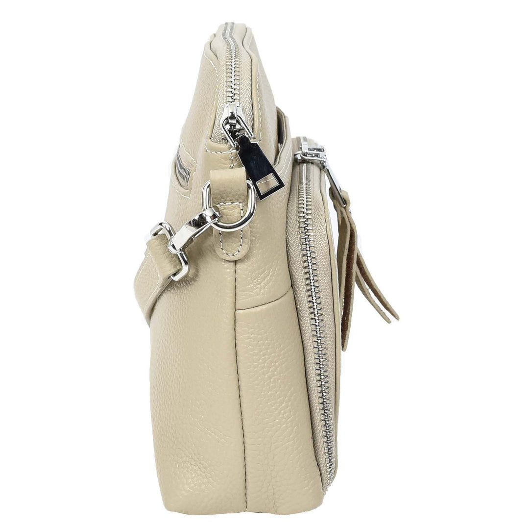 Womens Real Leather Cross Body Bag Class-4ic Sling Style Skye Taupe