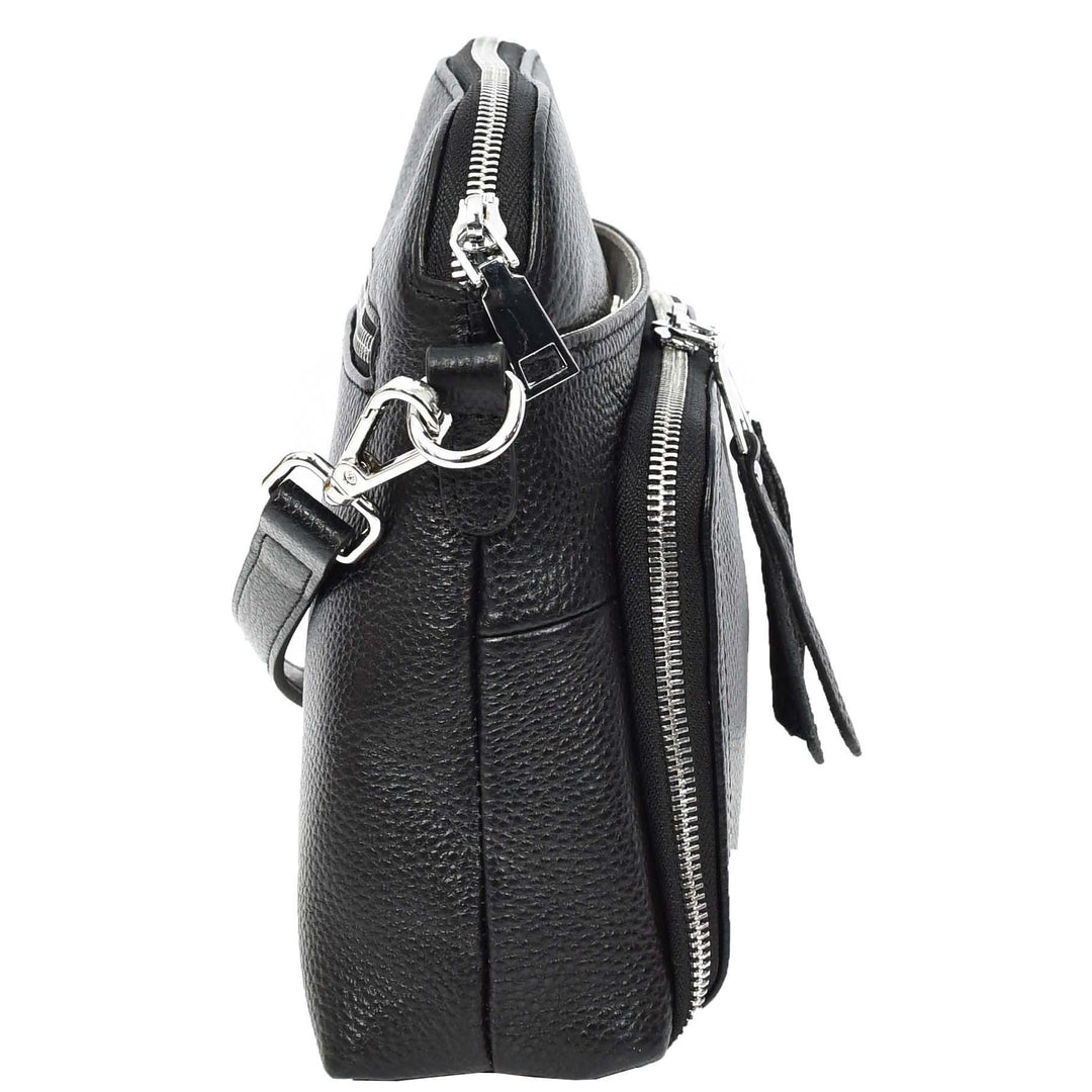 Womens Real Leather Cross Body Bag Classic Sling Style Skye Black-4