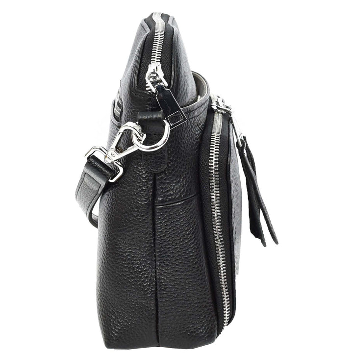 Womens Real Leather Cross Body Bag Classic Sling Style Skye Black-4