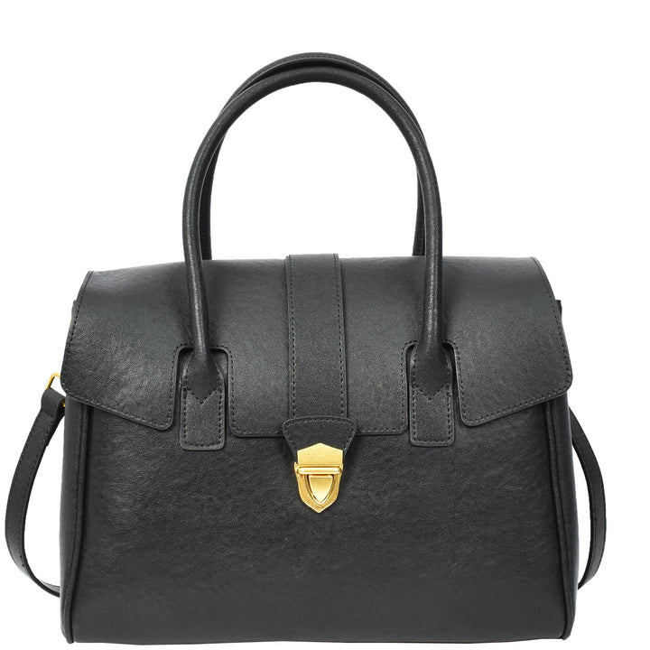 Women's Real Leather Shoulder Bag Large Size Classic Style Tacoma Black-4