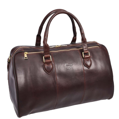 Real Leather Holdall Weekend Carry-on Cabin Size Travel Duffle Bag Cornwall Brown-4