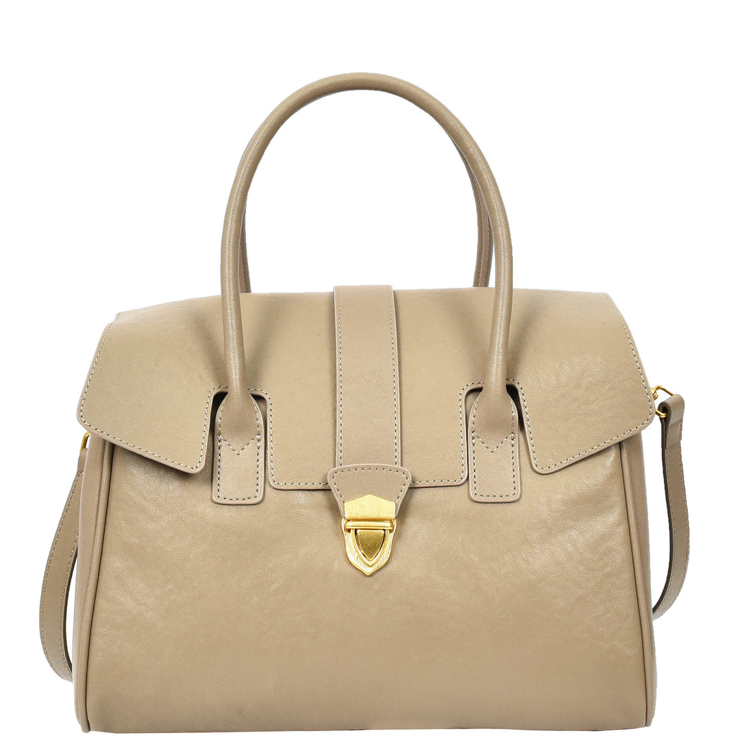 Women's Real Leather Shoulder Bag Large Size Classic Style Tacoma Grey