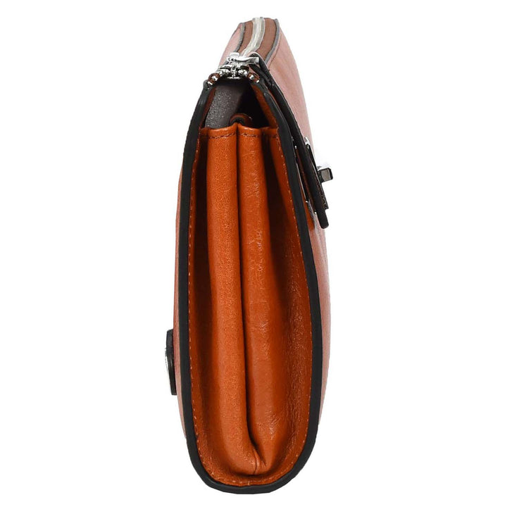 Mens Real Leather Wrist Bag Large Size Clutch Organiser Style Goma Tan-4