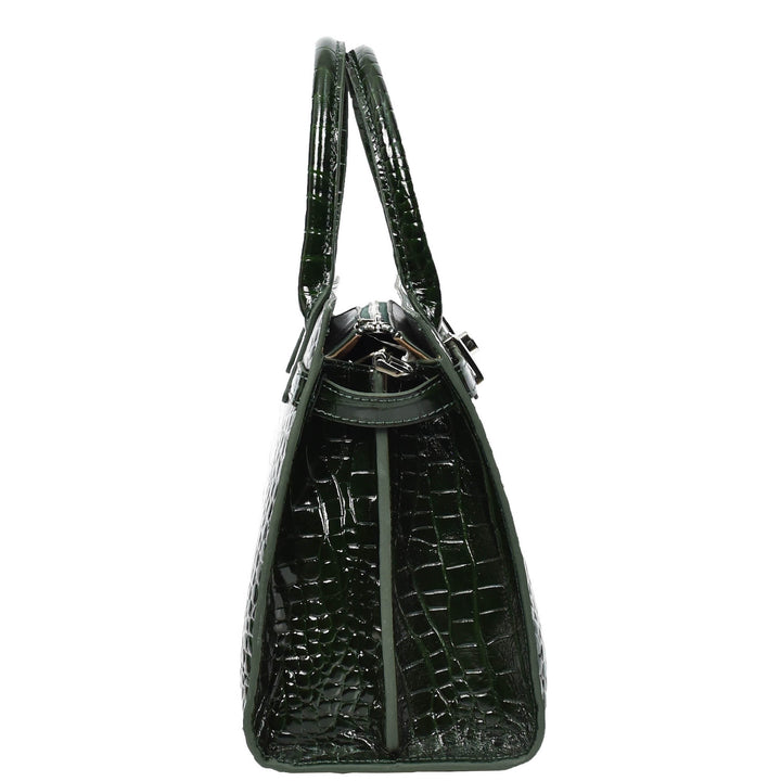 Women Real Leather Handbag Mid Size Organiser Top-Handle Handbag Noelle Green-4