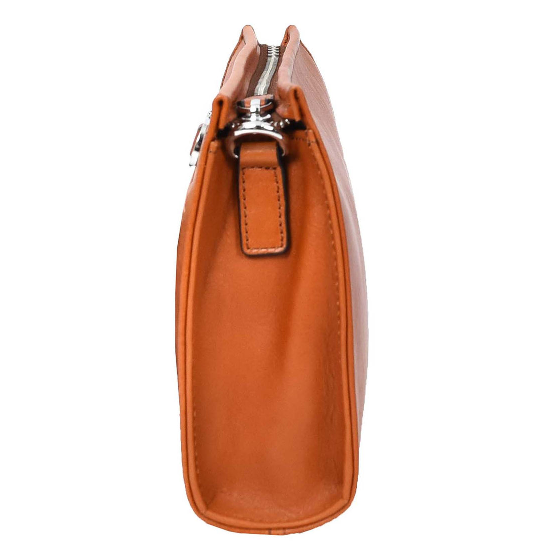 Mens Real Leather Wrist Bag Organiser Cross Body Style Suva Tan-4