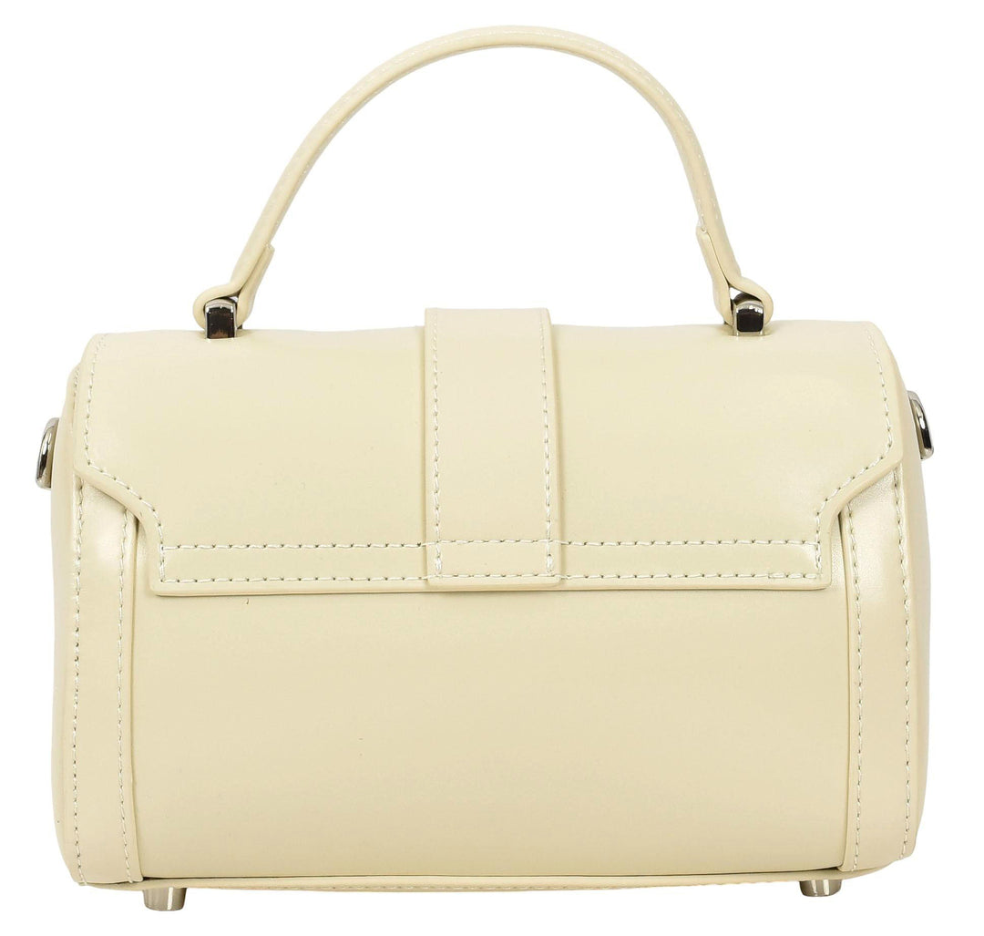 Women's Glazed Leather Handbag Mini Size Fashion Bag Top Handle HOL2613 Off-White
