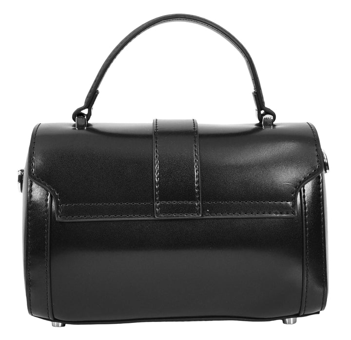 Women's Glazed Leather Handbag Mini Size Fashion Bag Top Handle HOL2613 Black