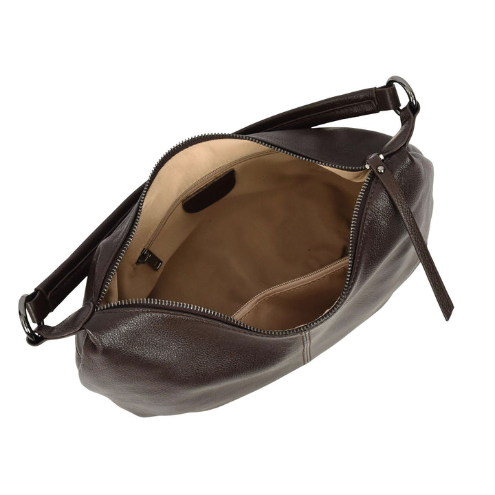 Womens Real Leather Shoulder Bag 2-in-1 Cross Body Casual Style Hobo Callie Brown