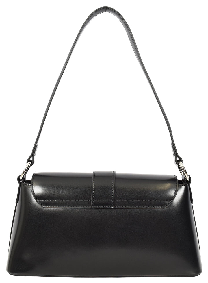 Women's Glazed Leather Small Handbag 2-in-1 Style Xyla Black
