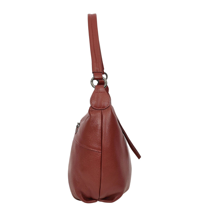Womens Real Leather Shoulder Bag 2-in-1 Cross Body Casual Style Hobo Callie Red