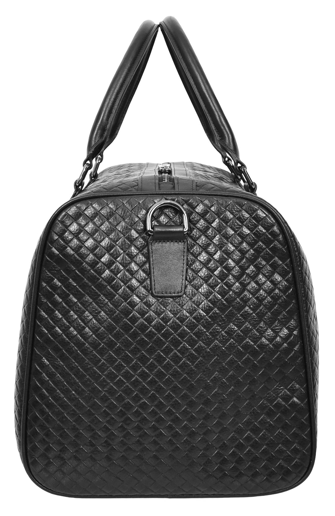 Men's Real Leather Holdall Bag With Laptop Section Weekender Travel Duffle Myles Black
