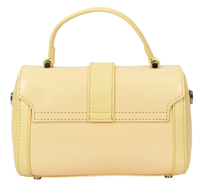 Women's Glazed Leather Handbag Mini Size Fashion Bag Top Handle HOL2613 Yellow