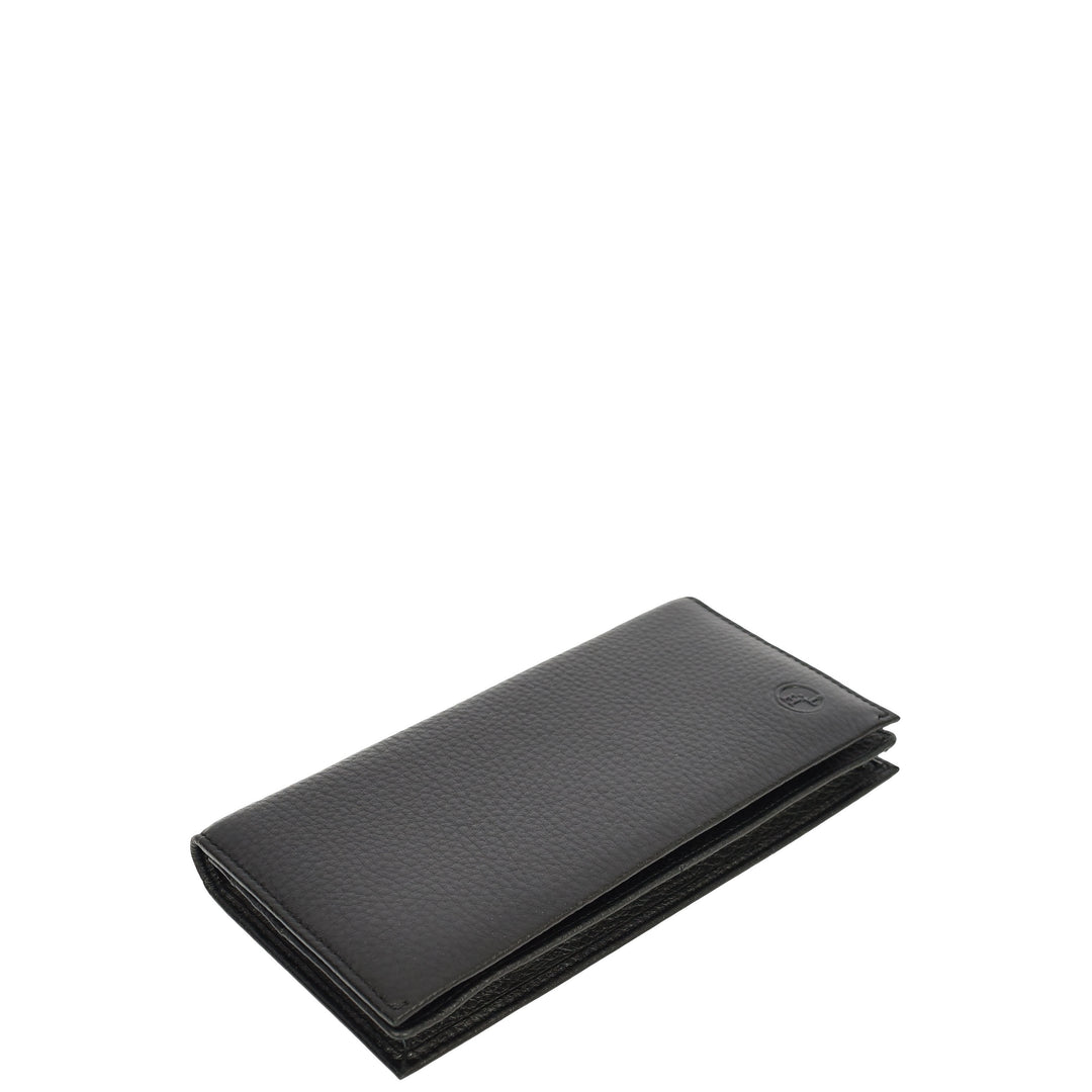 Mens Real Leather Breast Wallet Magnetic Closure Multi Card Velzo Black