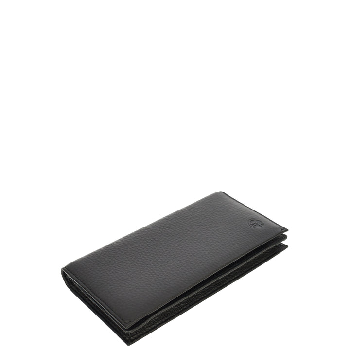 Mens Real Leather Breast Wallet Magnetic Closure Multi Card Velzo Black