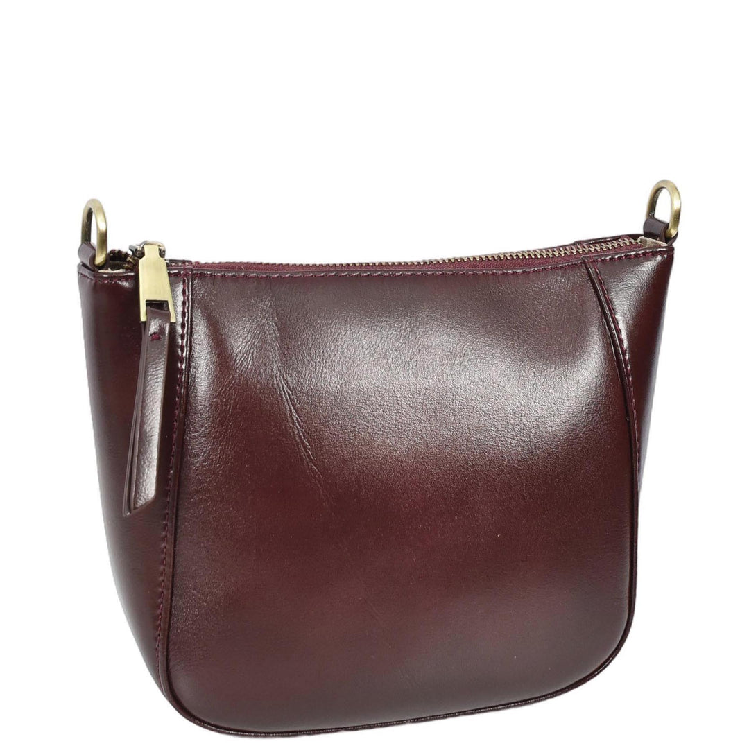 Womens Real Leather Cross Body Bag Small Size Sling Pouch Catherine Burgundy-4