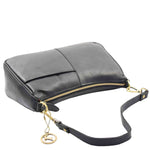Womens Classic Leather Shoulder Cross Body Bag ATHENS Black 4