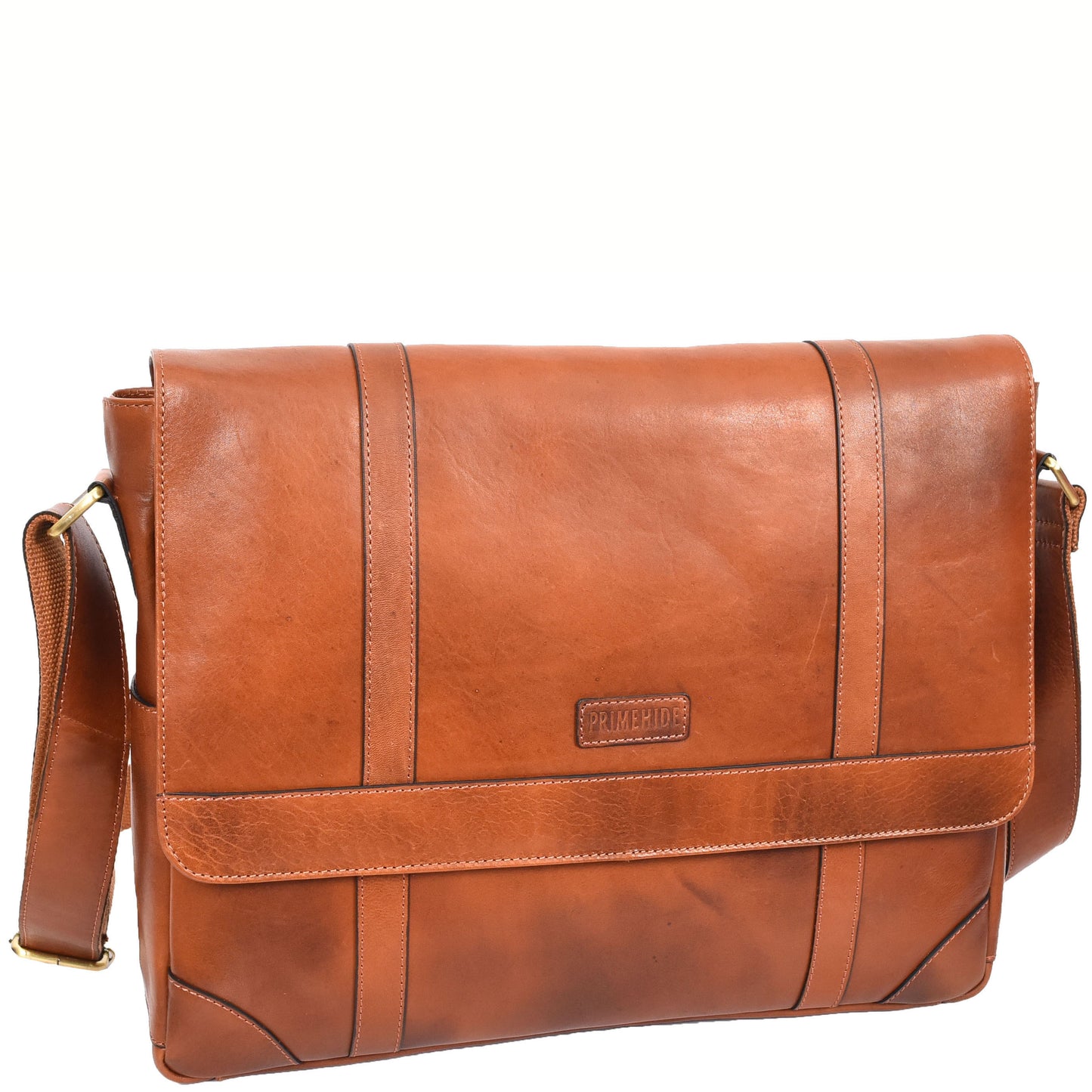 Mens Leather Cross Body Messenger Bag Classic Monza Tan 4