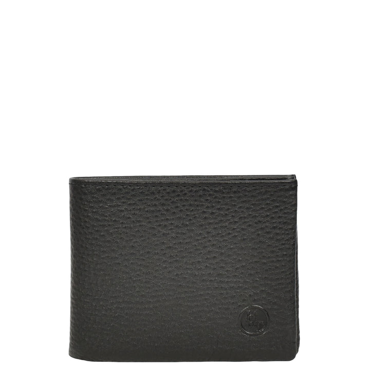 Mens Real Leather Bifold Wallet with Inner Zipper Coin Pocket Auston Black