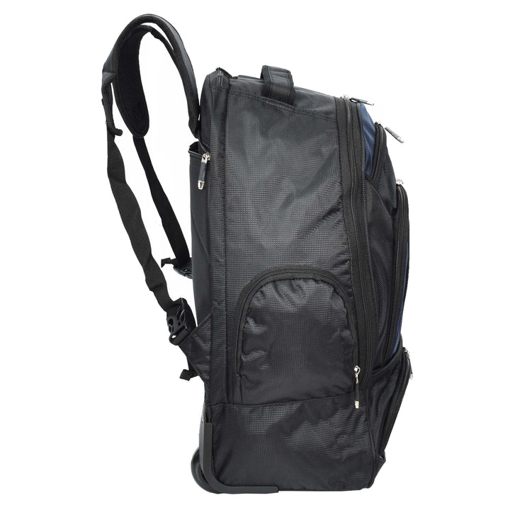 Backpack With Wheels Telescopic Handle Hiking Camping Outdoor Rucksack HT63 Navy-4