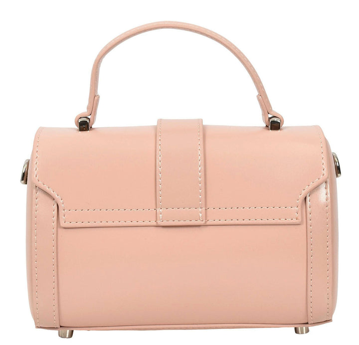 Women's Glazed Leather Handbag Mini Size Fashion Bag Top Handle HOL2613 Pink