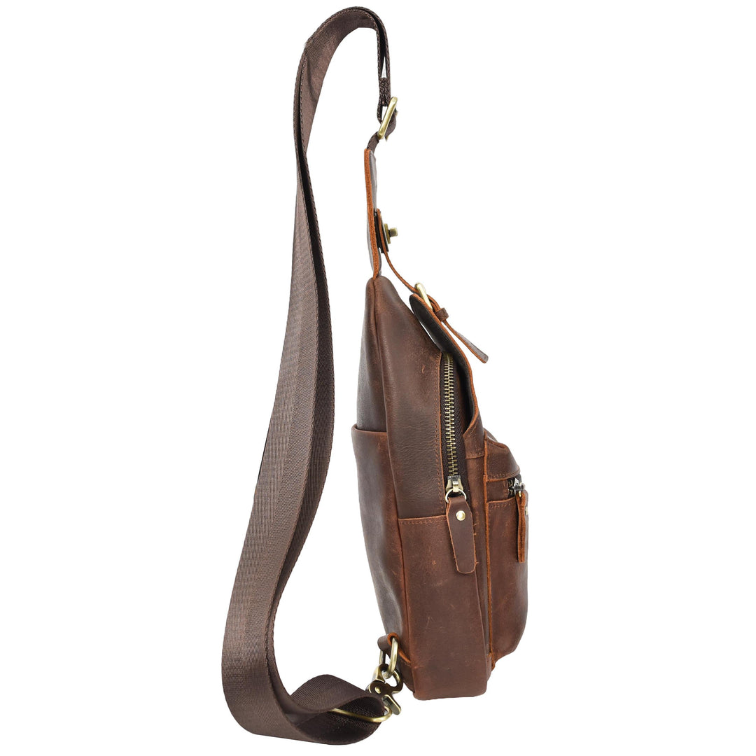 Real Leather Cross Body Chest Bag Phoenix Rust Brown-3