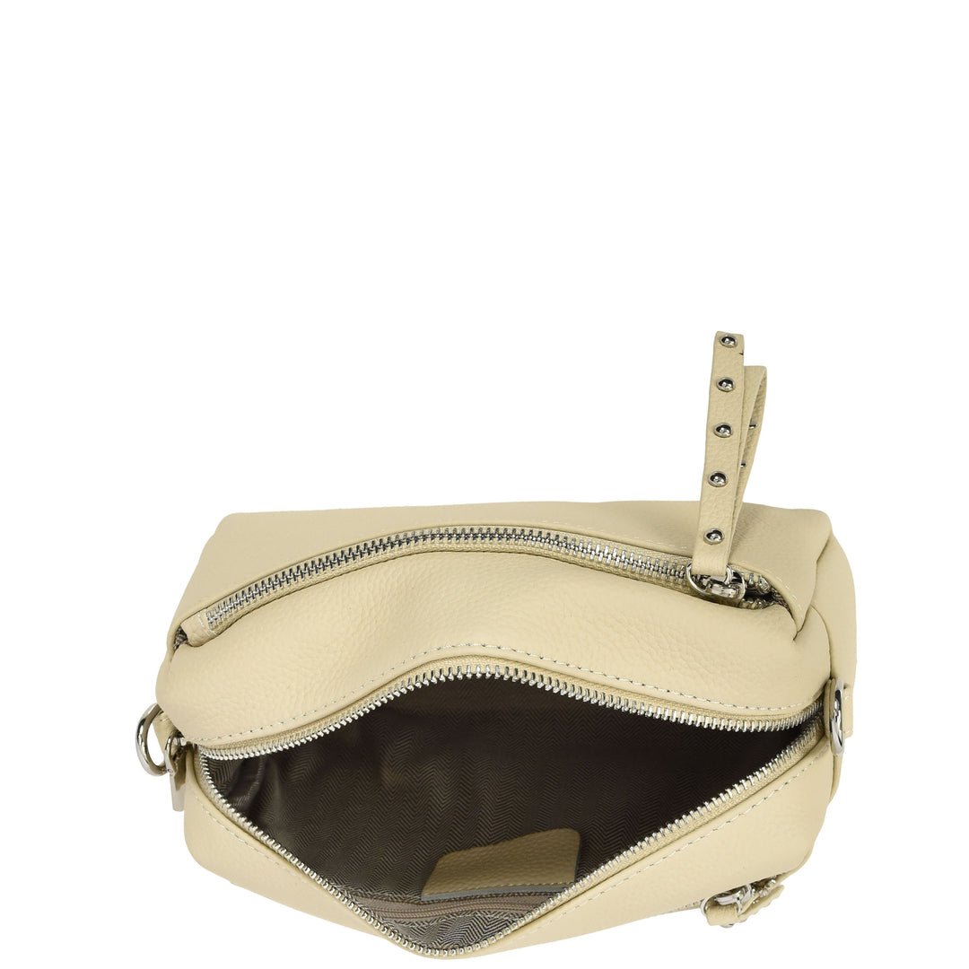 Womens Real Leather Small Shoulder Crossbody Bag Casual Pouch Zeno Off White