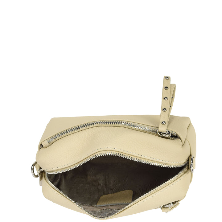 Womens Real Leather Small Shoulder Crossbody Bag Casual Pouch Zeno Off White