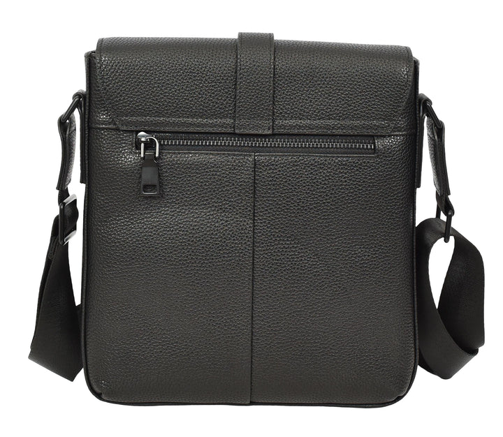 Men's Real Leather Crossbody Messenger Bag Elian Black