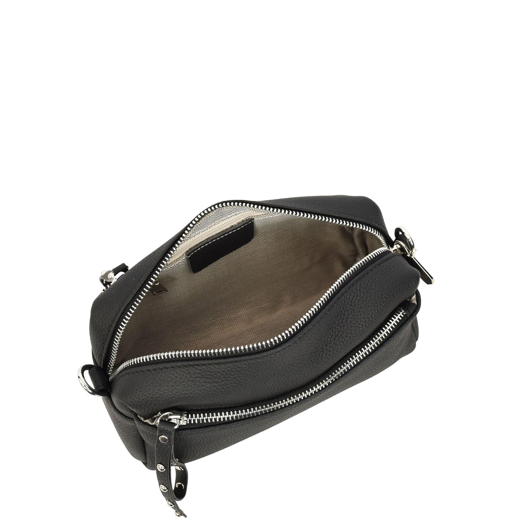 Womens Real Leather Small Shoulder Crossbody Bag Casual Pouch Zeno Black