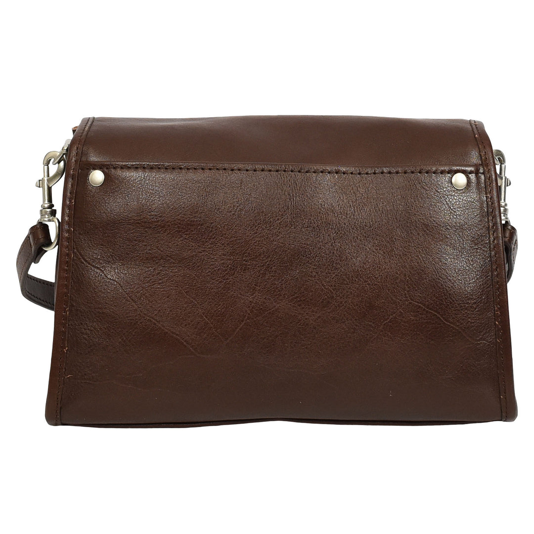 Women's Genuine Leather Flap-Over Crossbody Shoulder Bag with 2-in-1 Style Arden Coffee