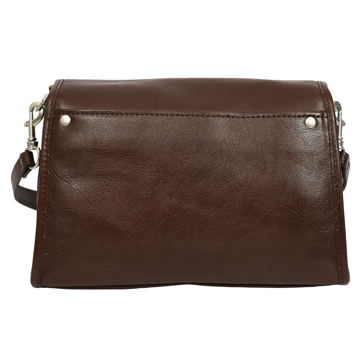 Women's Genuine Leather Flap-Over Crossbody Shoulder Bag with 2-in-1 Style Arden Coffee