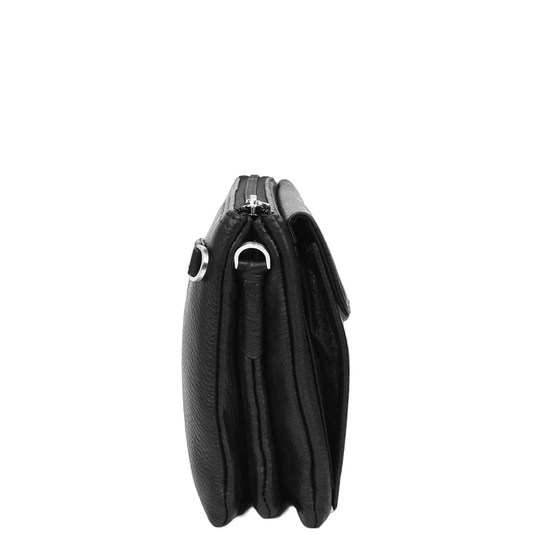 Mens Real Leather Clutch Organiser Multi Compartment Wrist Bag Jerez Black-4