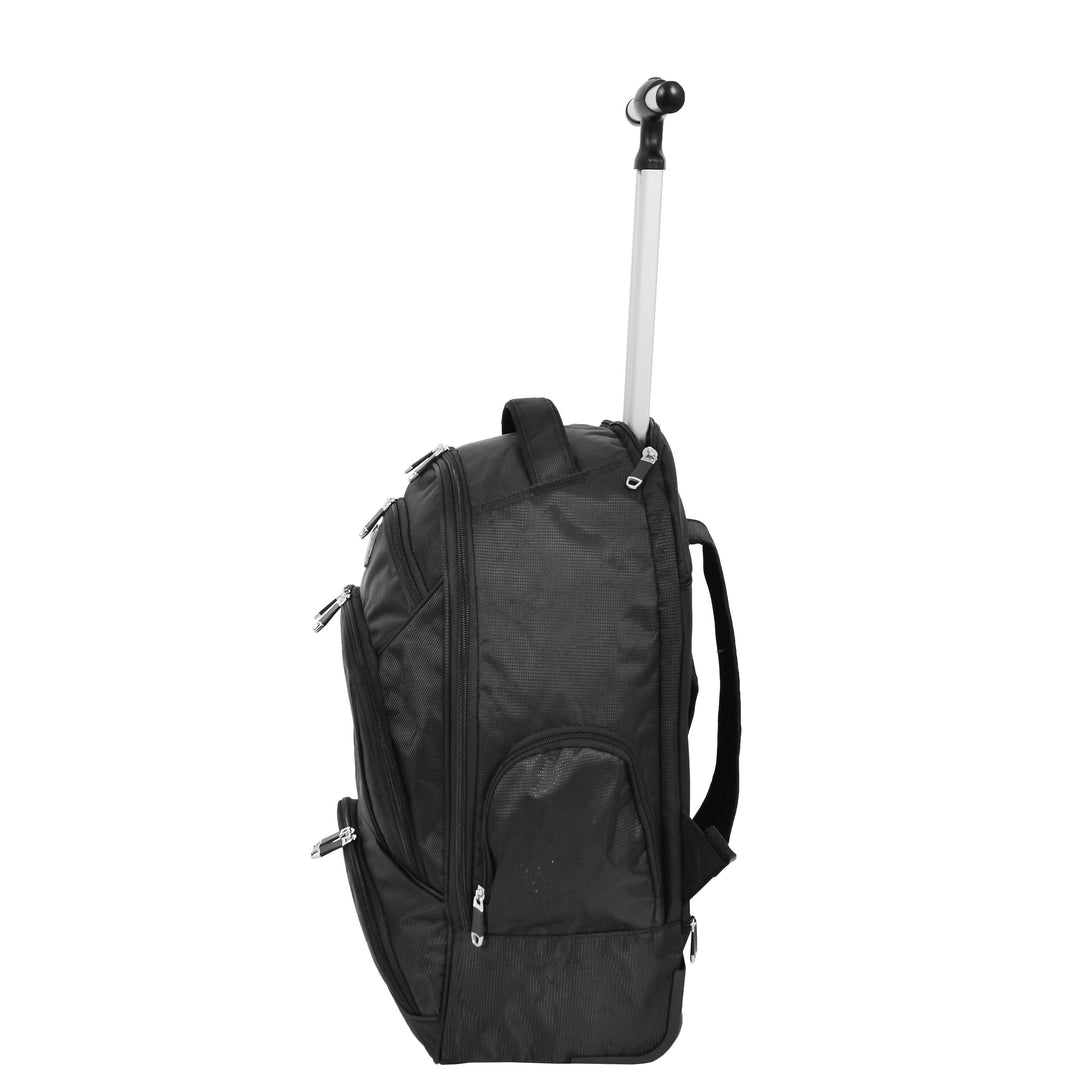 Backpack With Wheels Telescopic Handle Hiking Camping Outdoor Rucksack HT63 Black-5