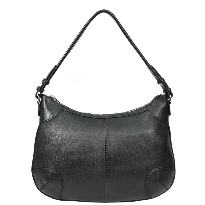 Womens Real Leather Shoulder Bag Classic Cross Body Design Josephine Black