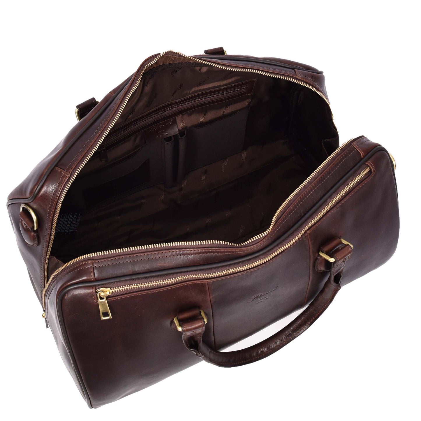 Real Leather Holdall Weekend Carry-on Cabin Size Travel Duffle Bag Cornwall Brown-5