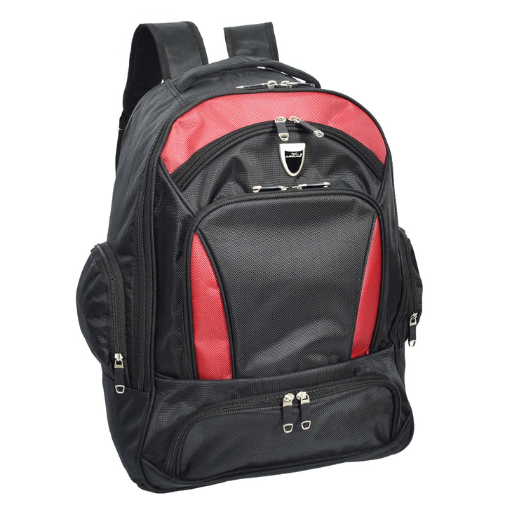 Backpack With Wheels Telescopic Handle Hiking Camping Outdoor Rucksack HT63 Red-4