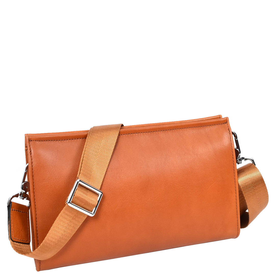 Mens Real Leather Wrist Bag Organiser Cross Body Style Suva Tan-5