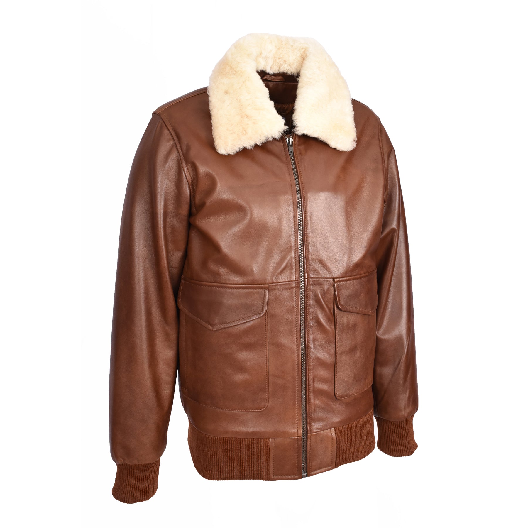 Men Real Leather Lamb Nappa Pilot Jacket Dark Tan - Helium Leather Men Real Leather Lamb Nappa Pilot Jacket Dark Tan - Helium Leather