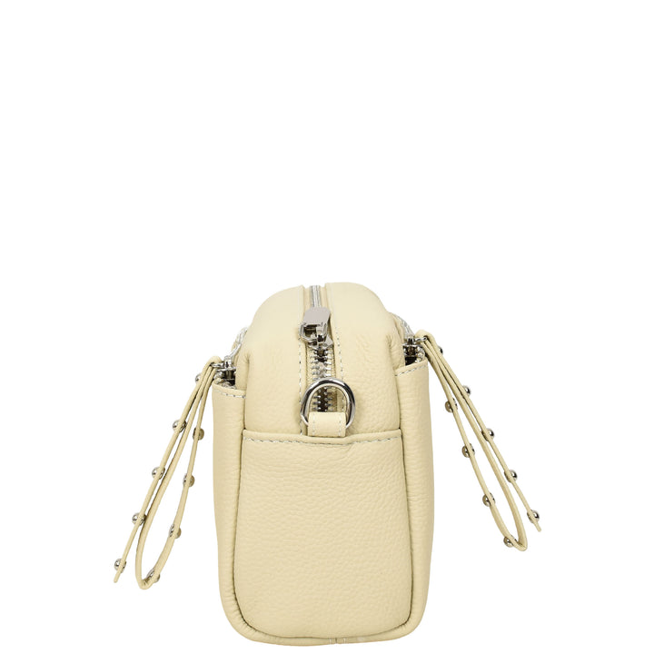 Womens Real Leather Small Shoulder Crossbody Bag Casual Pouch Zeno Off White