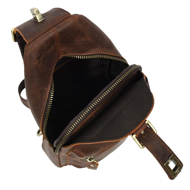 Real Leather Cross Body Chest Bag Phoenix Rust Brown-4
