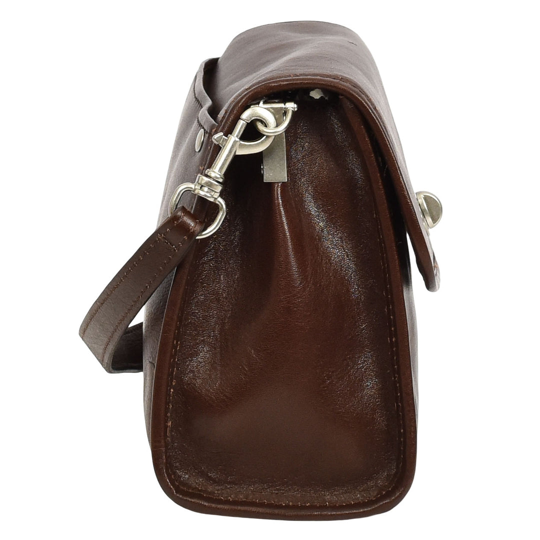 Women's Genuine Leather Flap-Over Crossbody Shoulder Bag with 2-in-1 Style Arden Coffee