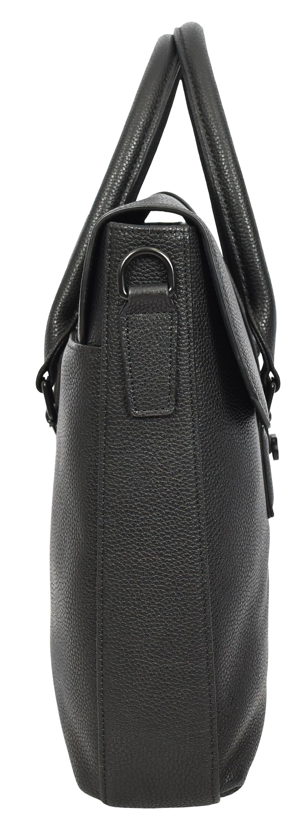 Men's Real Leather Briefcase Laptop Bag Satchel Byron Black