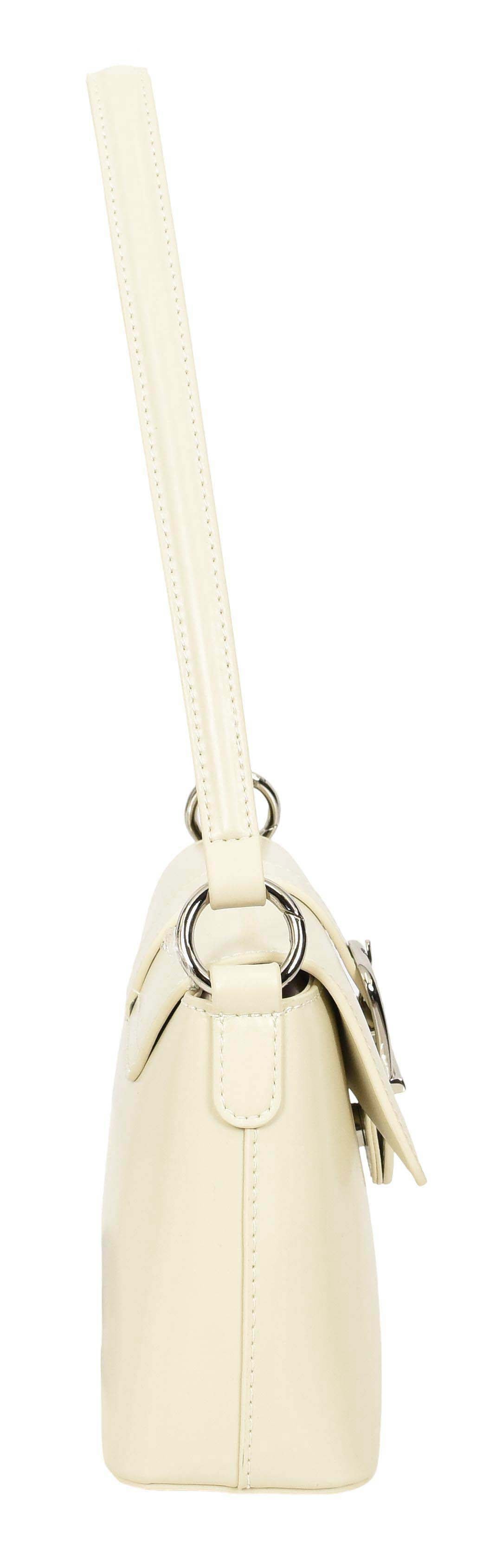 Women's Glazed Leather Small Handbag 2-in-1 Style Xyla Off-White