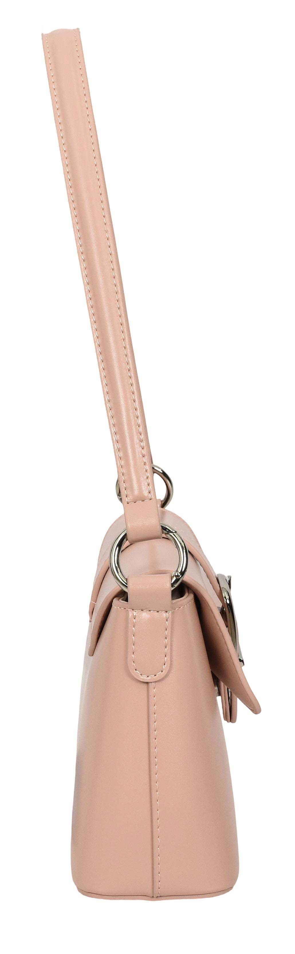 Women's Glazed Leather Small Handbag 2-in-1 Style Xyla Pink