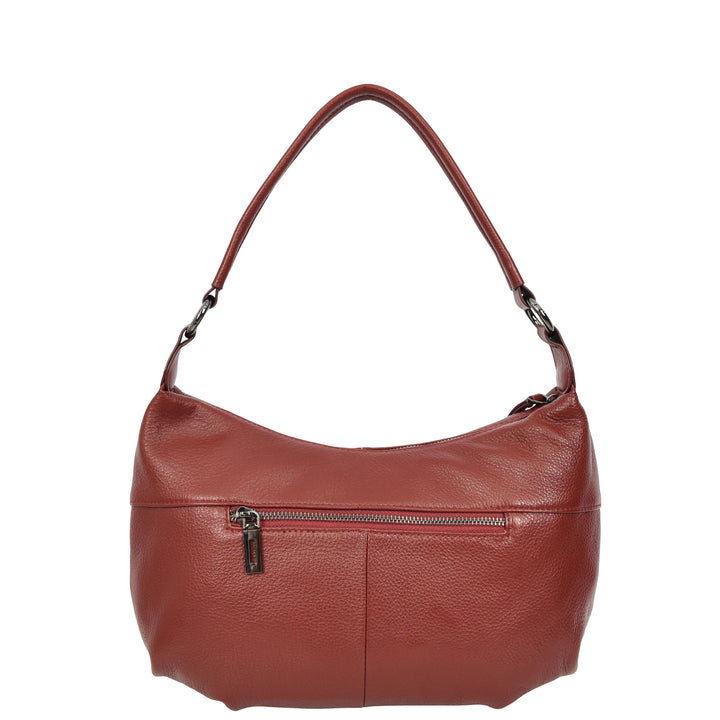 Womens Real Leather Shoulder Bag 2-in-1 Cross Body Casual Style Hobo Callie Red