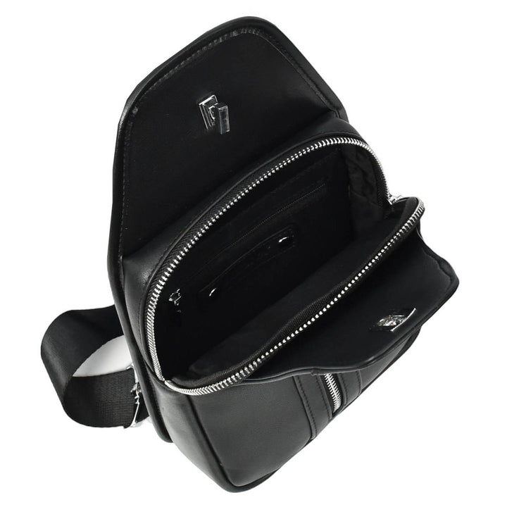 Mens Real Leather Chest Bag Cross Body Style Nara Black-5