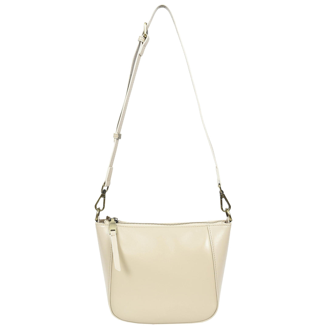 Womens Real Leather Cross Body Bag Small Size Sling Pouch Catherine White-6