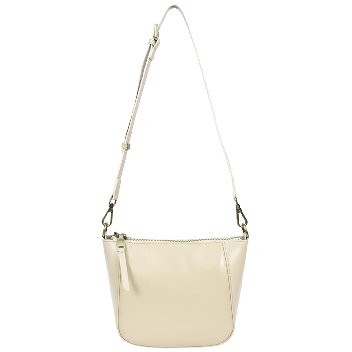 Womens Real Leather Cross Body Bag Small Size Sling Pouch Catherine White-6